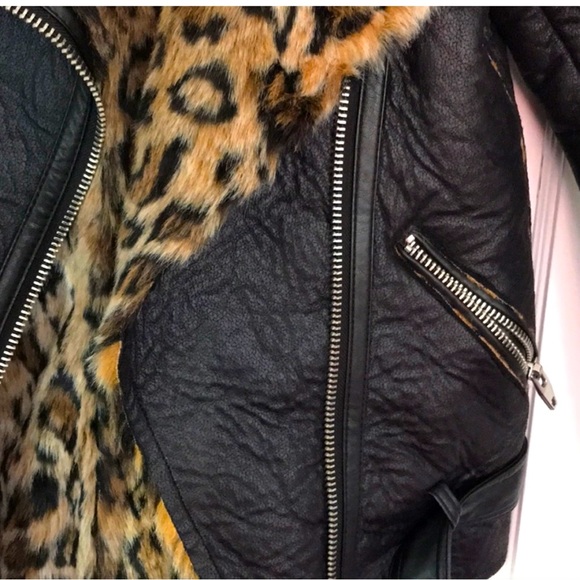 H&M Oversized Moto Jacket with Leopard Print Lining - Picture 3 of 5